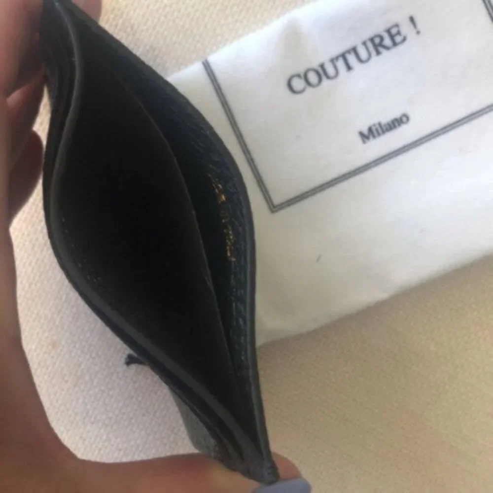 MOSCHINO Logo Leather Card Case Holder Wallet Black Italy 4